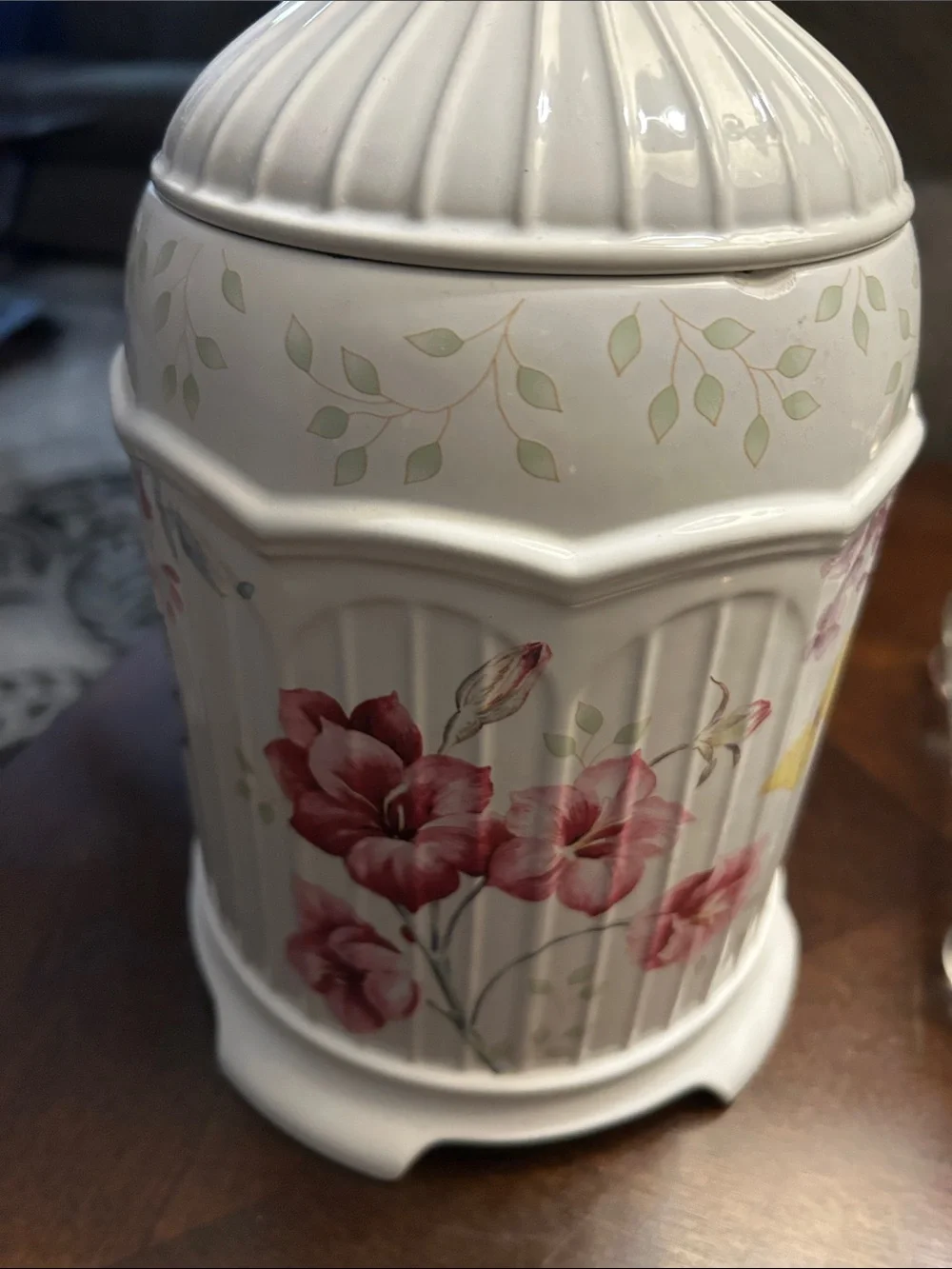 Lenox White Ceramic Floral Accent Vase with Purple Blooms